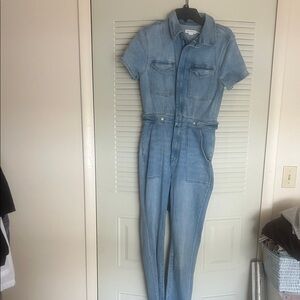 Good American Light Blue Denim Overalls